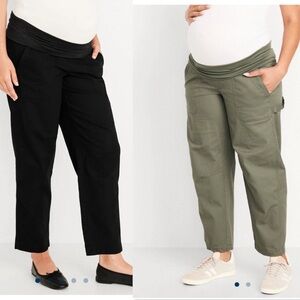 NWoT Black Maternity Rollover Waist Utility Pants